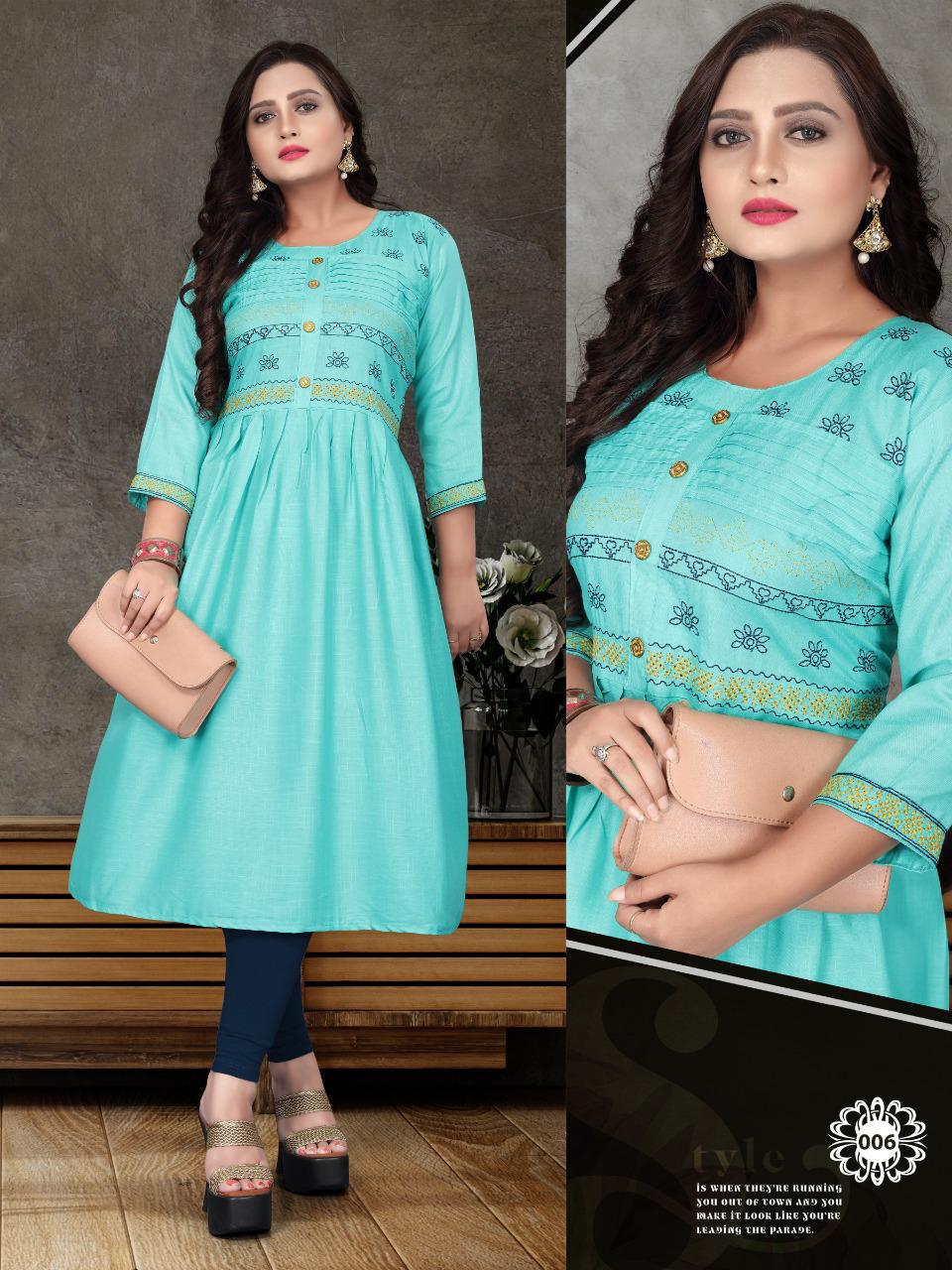 Vanshika 001 Fancy Ethnic Wear Embroidery Kurti Collection